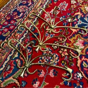 Set of 3 Twisted Rope & Tassel Brass Shelves